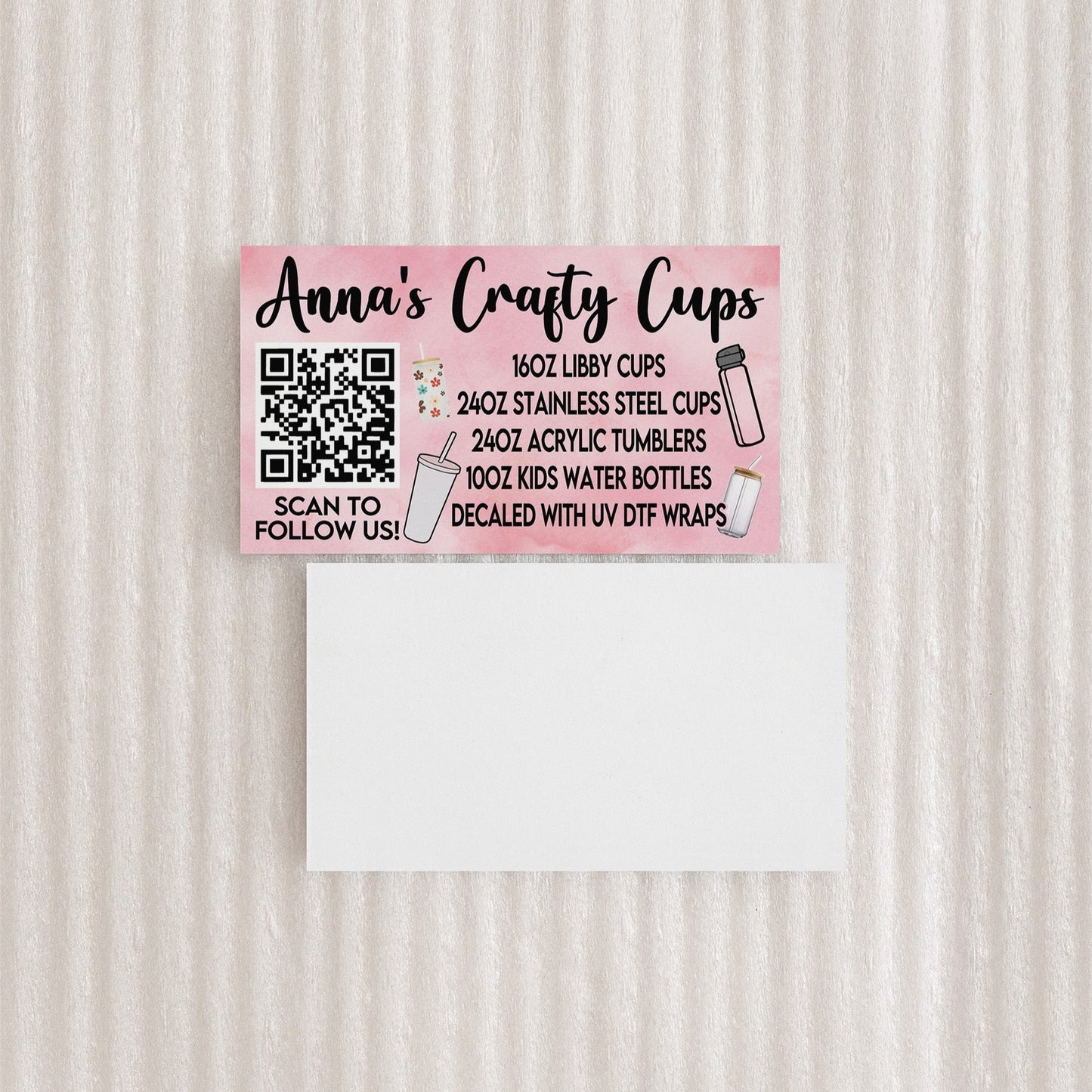 Custom Business Cards, Thank You Cards, Washing Instructions, Coupon Cards, Etc.